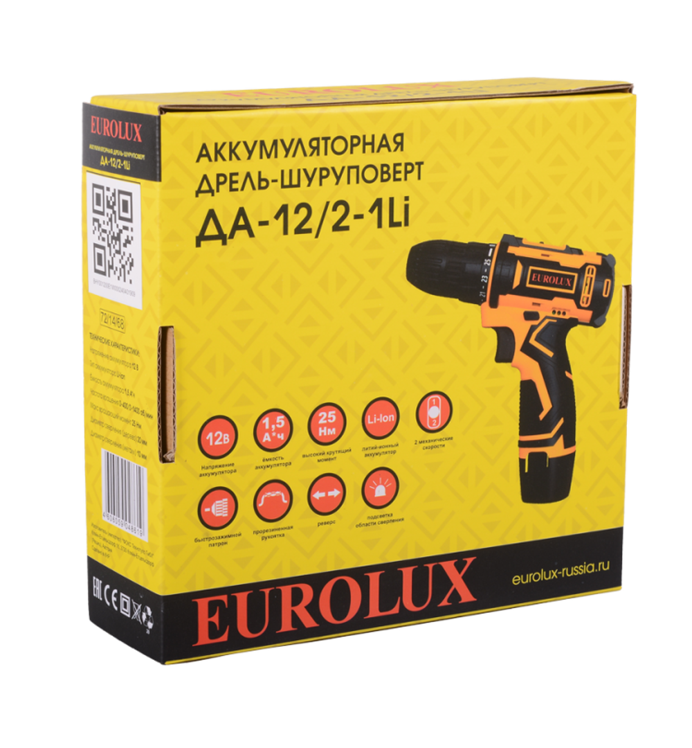 Дрель-шуруповерт Eurolux ДА-12/2-1Li