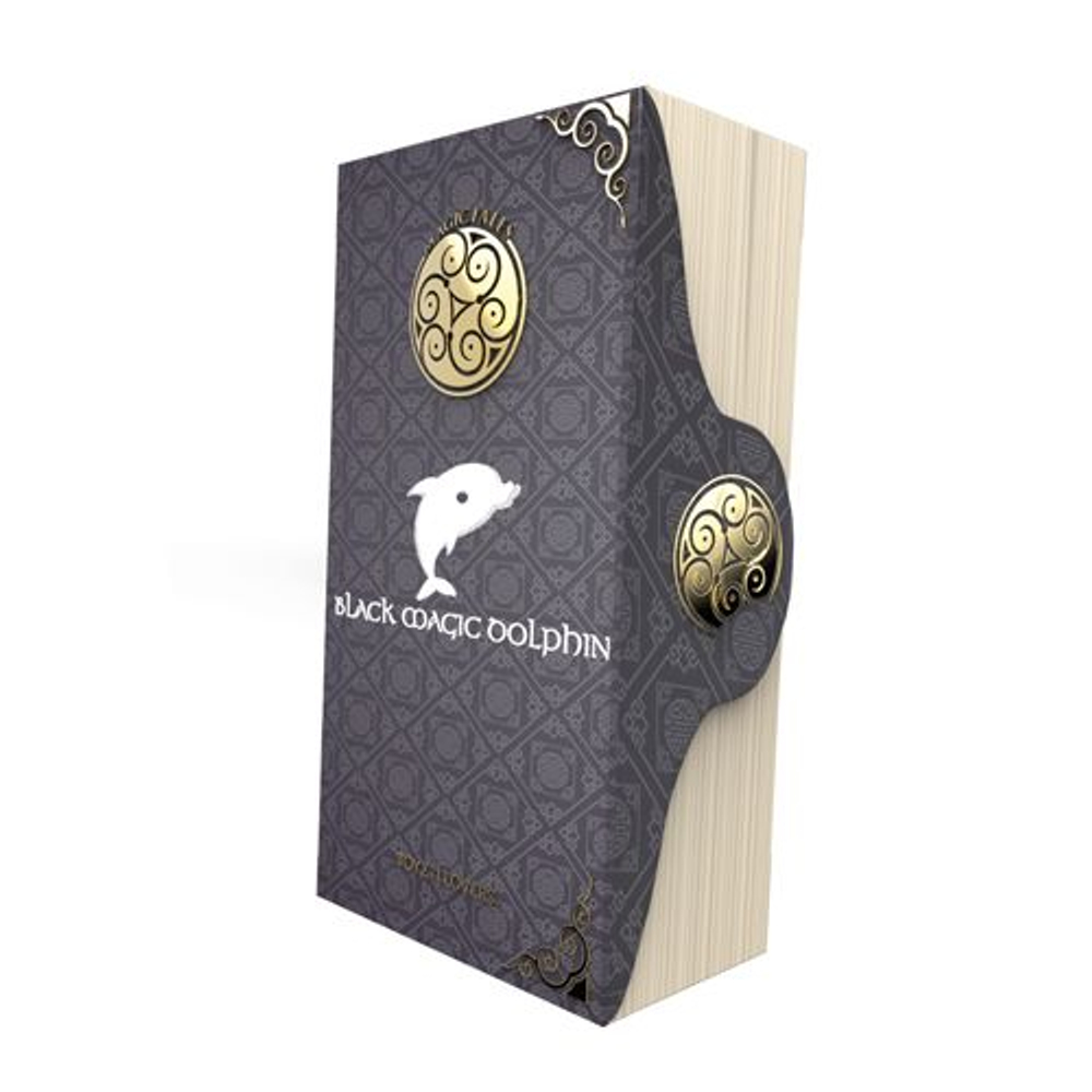 Дымчатый вибратор MAGIC TALES BLACK DOLPHIN с загнутой головкой и клиторальным отростком - 21 см. (Цвет: дымчатый)