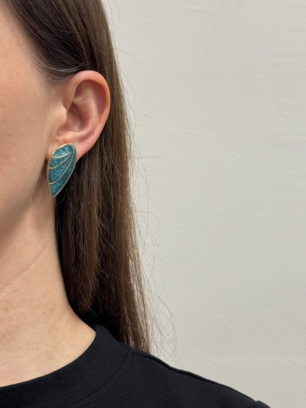 Серьги с зелёной эмалью