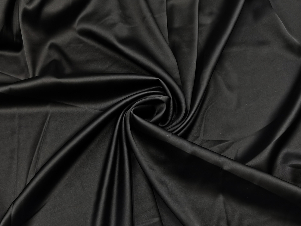 Атлас-стрейч, эластичный, бельевой, черный