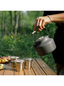 Набор посуды Naturehike туристический, чайник 1,4 л и 3 чашки, алюминий, серый