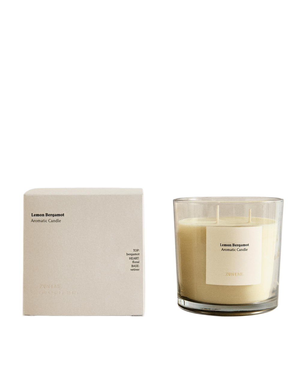 Zara Home Свеча ароматическая Lemon Bergamot 620 г, растительный воск, аромат свежий цитрусовый, Горчичный