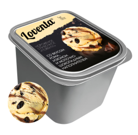 Мороженое сливочное "LOVENTA" Ром-изюм-молочный шоколад 1кг. Морозпродукт