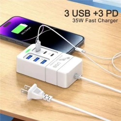 Удлинитель сетевой, с 3 USB + 3 PD розетки