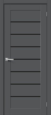 Межкомнатная дверь Браво-22 Black Shine ПЭТ Stormy Silk (темно - серый матовый, без текстуры)