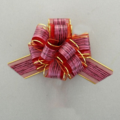 Подарочный бант - шар №5 «Узор», красный, для упаковки подарков