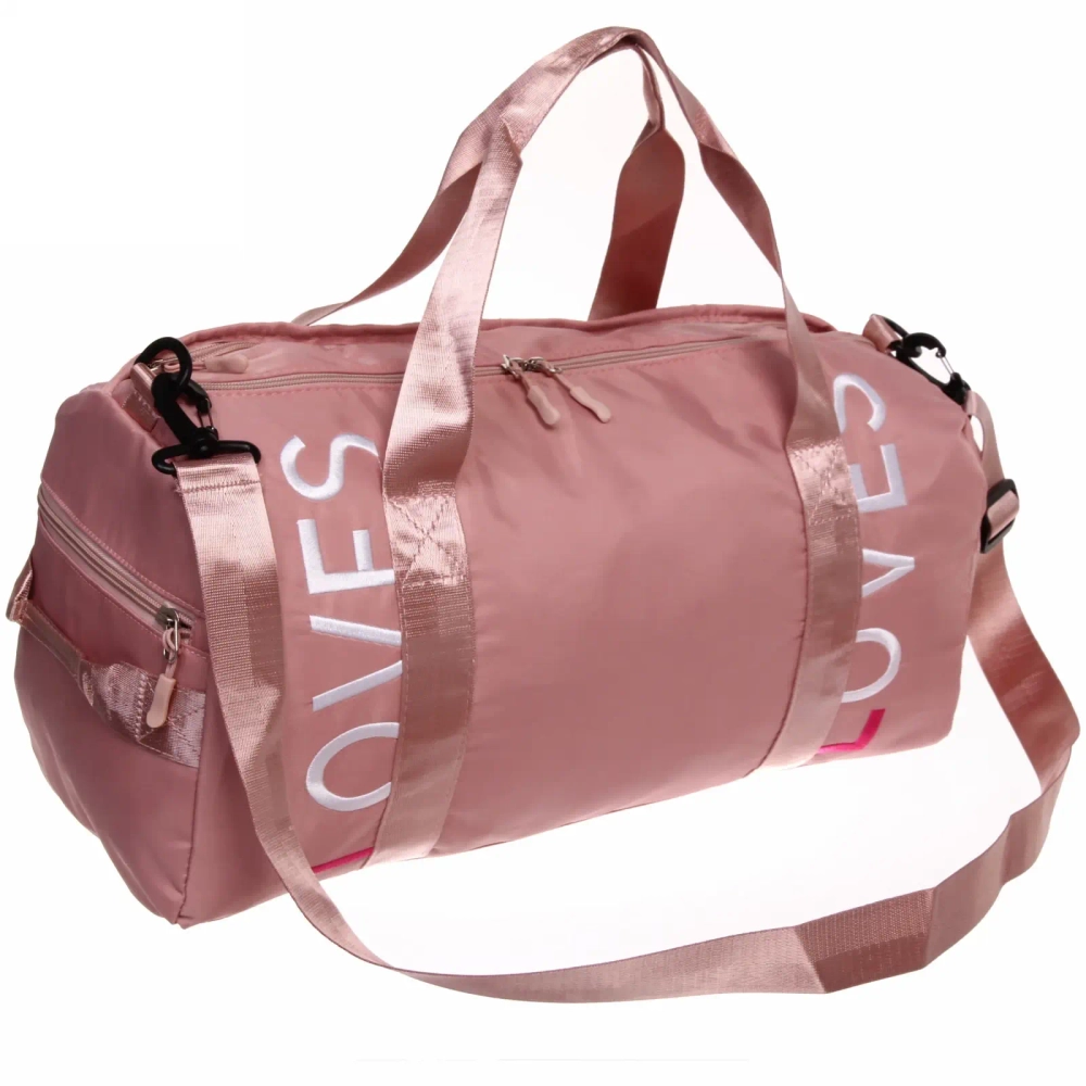 Сумка спортивная «Sport Loves», водонепроницаемый отдел + 2 кармана+отдел под обувь, цвет пудровый, 42*24*18 см