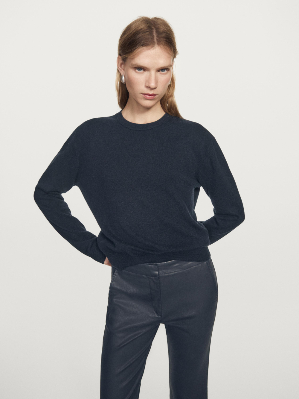 Massimo Dutti Вощеные брюки клеш, темно-синий