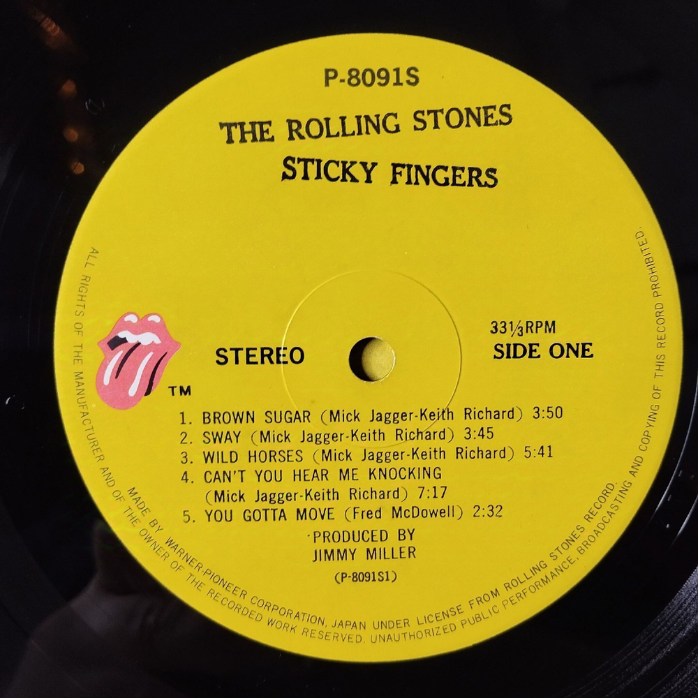 Винтажная виниловая пластинка LP The Rolling Stones Sticky Fingers (Japan 1971) (No Obi) Brown Sugar