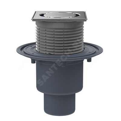 Трап регулируемый с "сухим" затвором "Primus" Дн 50/75/110 с нержавеющей решёткой 115х115мм с фиксацией решетки Klick-Klack вертикальный выпуск HL HL310Prblue-3000