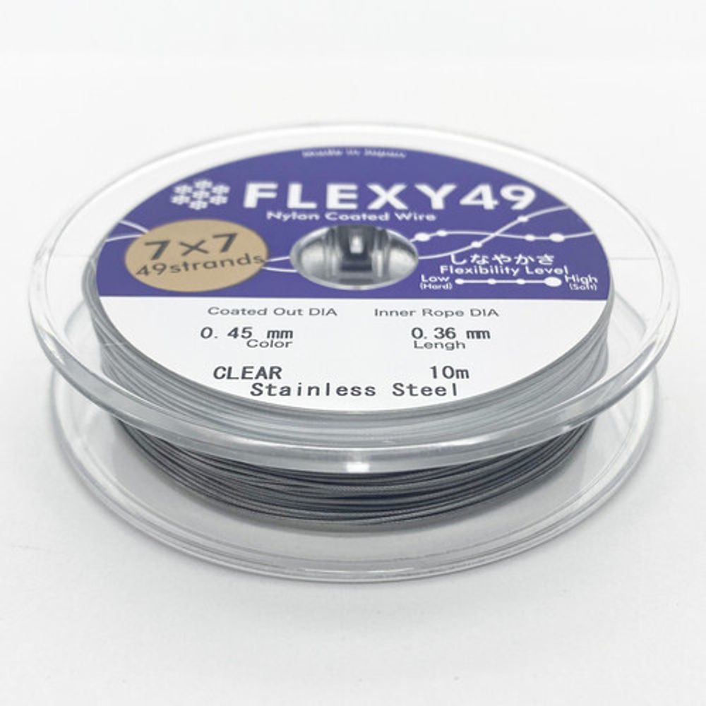 Ювелирный тросик Flexy 49, цвет серебро, толщина 0,45 мм, цена за 1 м