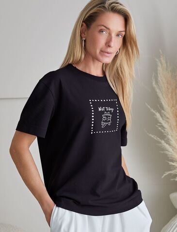 Футболка с принтом свободная эластичная из премиального хлопка  D49.136 (130745)