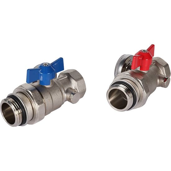 Комплект прямых шаровых кранов с термометрами Rommer 1" (RMS-1001-030001)