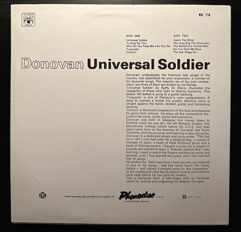 Donovan - Universal Soldier (Канада 1967г.)