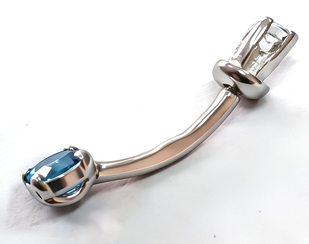 Ювелирный пирсинг "Эстерелла", в пупок, серебро 925 с родированием, вставка топаз, 0.79 г