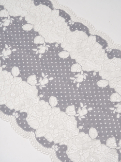 Эластичное кружево синевато-серое с шампанью ширина 21 см