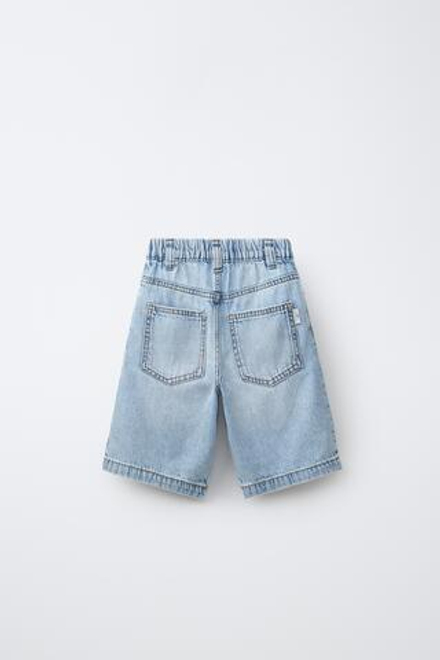 ZARA ДЖИНСОВЫЕ ШОРТЫ BAGGY, СИНИЙ
