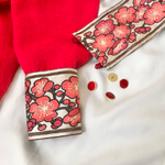 Браслеты-манжеты красные цветы на бежевом фоне, Италия