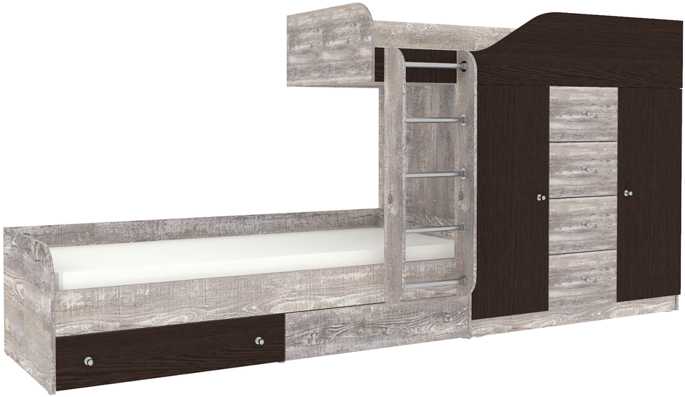 Двухъярусная кровать КарИВи Астра 6 Бетон Венге