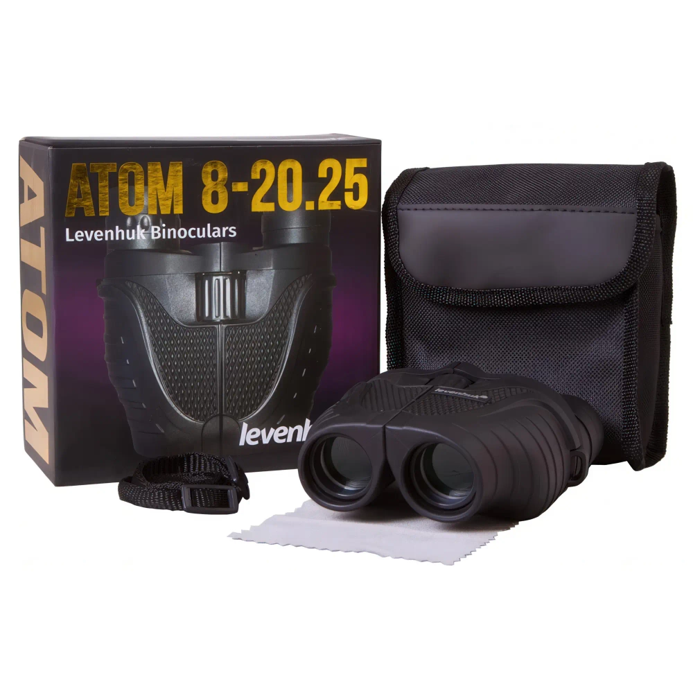 Бинокль Levenhuk Atom 8–20x25 - бинокль с чехлом и коробкой в комплекте