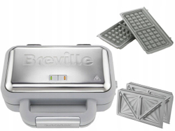 Вафельница 2в1 Breville VST072X с доп. панелями для запекания сэндвичей 850 Вт, серый, темно-серый