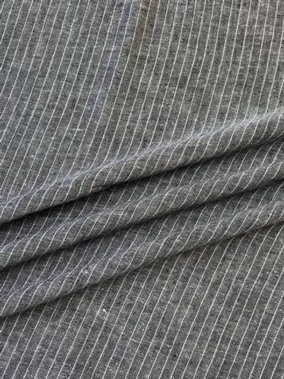 Лен с хлопком серый в полоску