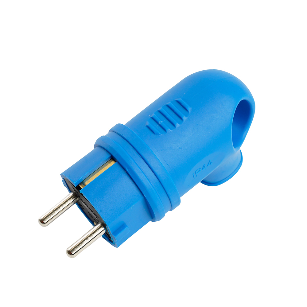 Вилка угловая с/з STEKKER, RPG16-21-442, каучук, 250В, 16A, IP44, синий 39254