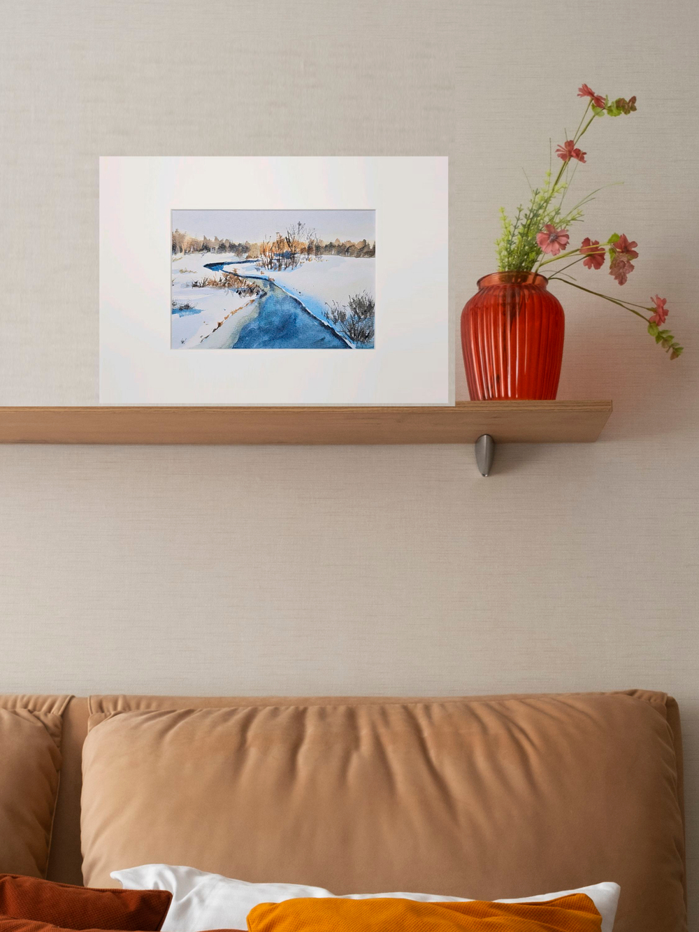 Картина авторская акварельная в паспарту 21х30 см на стену для интерьера "Орша в апреле"