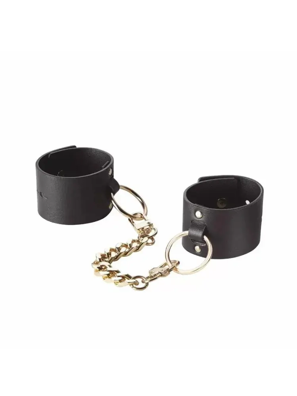 Наручники эротические Bijoux Indiscrets Maze Wide Cuffs, черно-золотые, кожаные, PU ремни