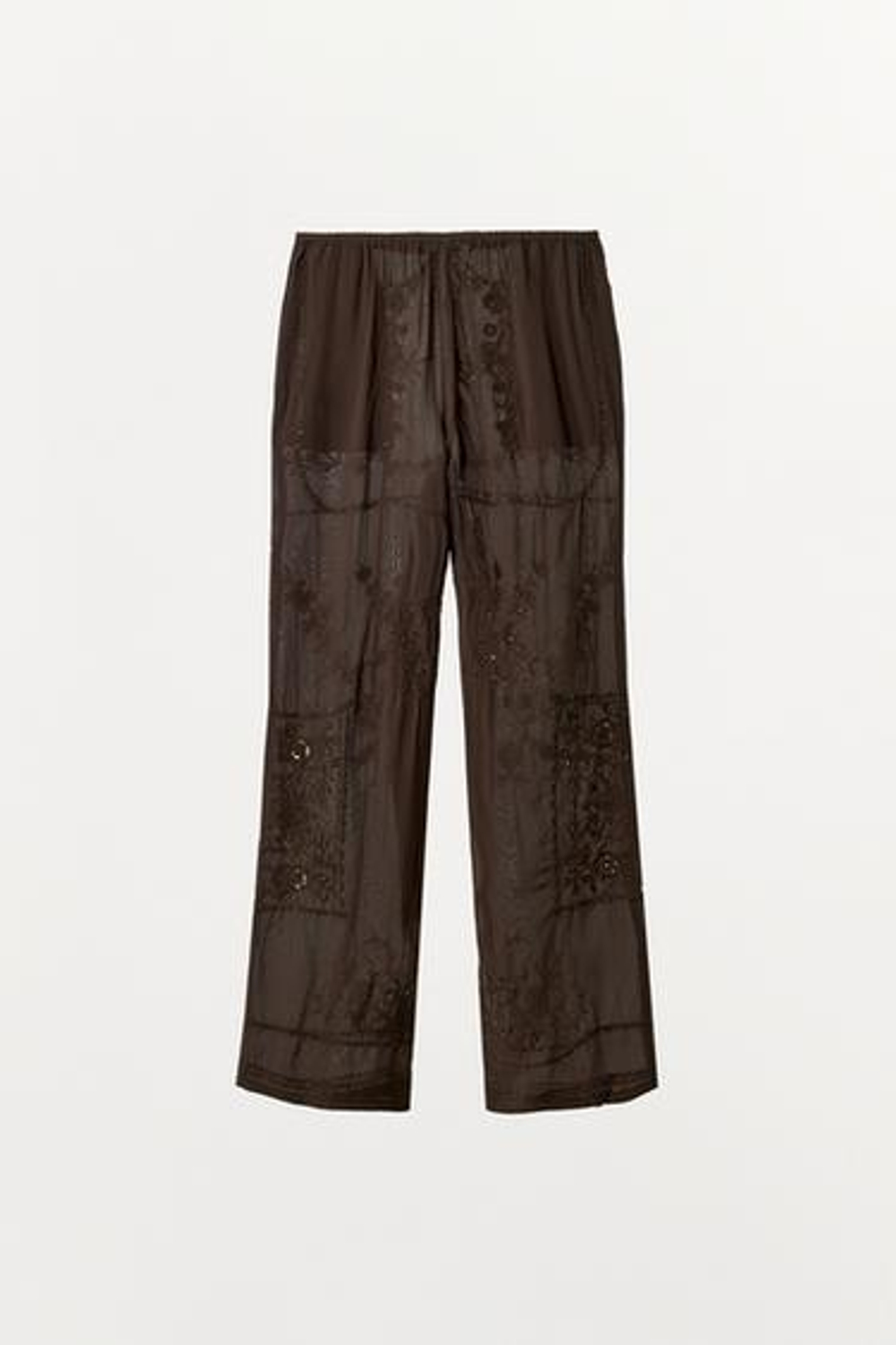 ZARA БРЮКИ С ВЫШИВКОЙ И БИСЕРОМ, КОРИЧНЕВЫЙ