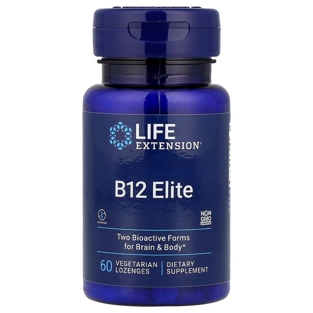 Life Extension, B12 Elite, 60 вегетарианских пастилок (1000 мкг в 1 пастилке)