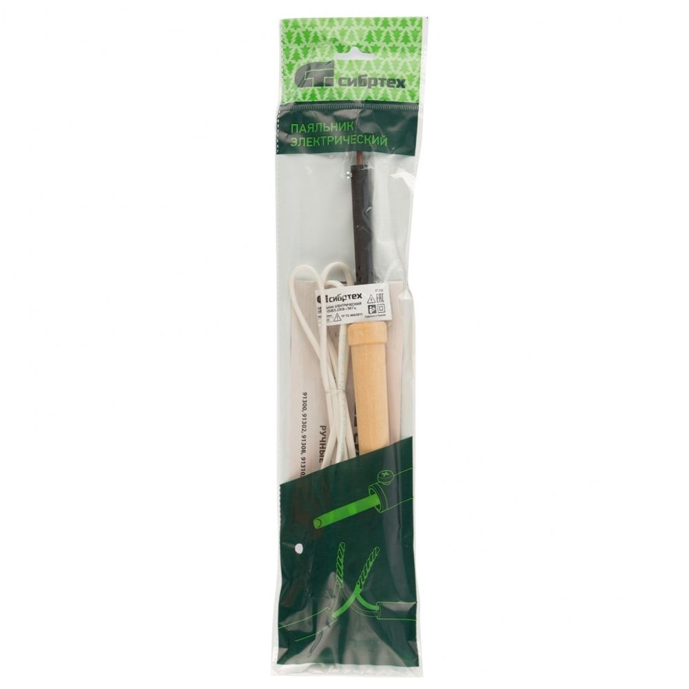 91300 Паяльник электрический ЭПСН-25/220, деревянная ручка, Россия Сибртех