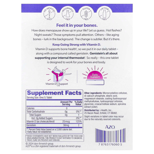 AZO, Menopause Relief, ежедневная поддержка менопаузы с витамином D`` 30 таблеток