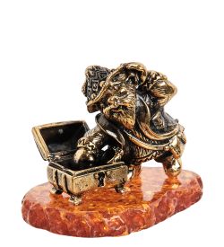 AM-1825 Фигурка «Гном с сокровищами» (латунь, янтарь)
