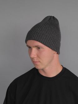 Шапка вязаная-резинка весенняя/осенняя КЭП(Черный меланж) МУЖСКОЙ