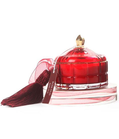 Удовая роза, красная свеча Арт-деко с кисточкой, Cote Noire