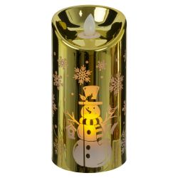 GAEM Изделие декор Свеча "Золотой снеговик" (подсвет, AAAх3 н/п) L7,5 W7,5 H14,5 см