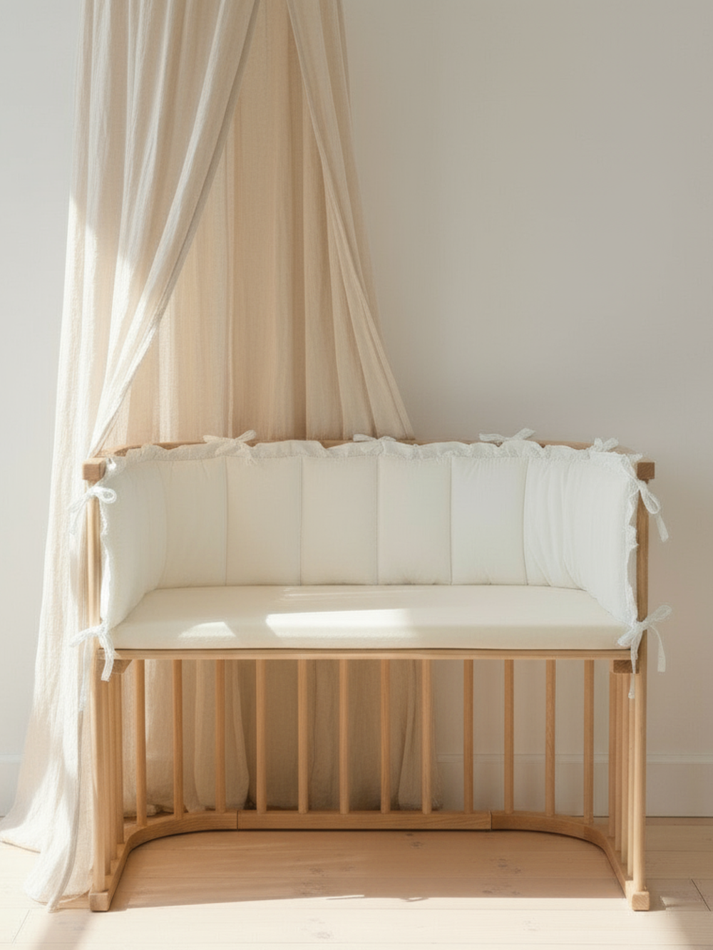 Бортик плоский с рюшами Белый Хлопок мини