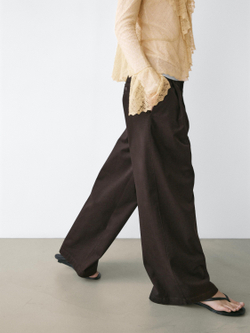 Massimo Dutti Атласные брюки с вытачками, цвет верблюжьей шерсти