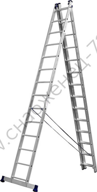 СИБИН 14 ступеней, со стабилизатором, алюминиевая, трехсекционная лестница (38833-14)