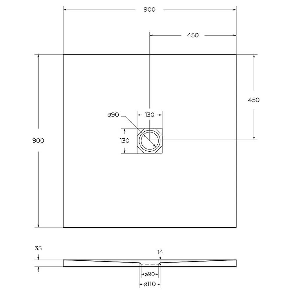 Душевой поддон из искусственного камня BelBagno Uno 90x90 TRAY-MR-UNO-A-90-35-W Белый