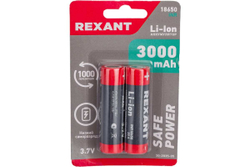 Аккумулятор REXANT 18650 unprotected Li-ion 3000mAH 3.7В 2шт 30-2035-05