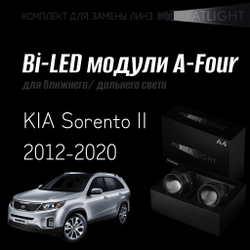 Светодиодные линзы Statlight A-Four Bi-LED линзы для фар KIA Sorento II 2012-2020, комплект билинз, 2 шт