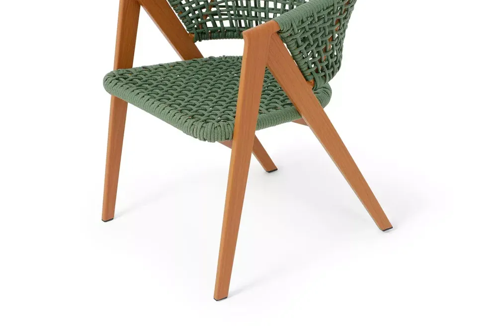 "Амстердам" стул плетеный из роупа, каркас алюминий, роуп зеленый круглый