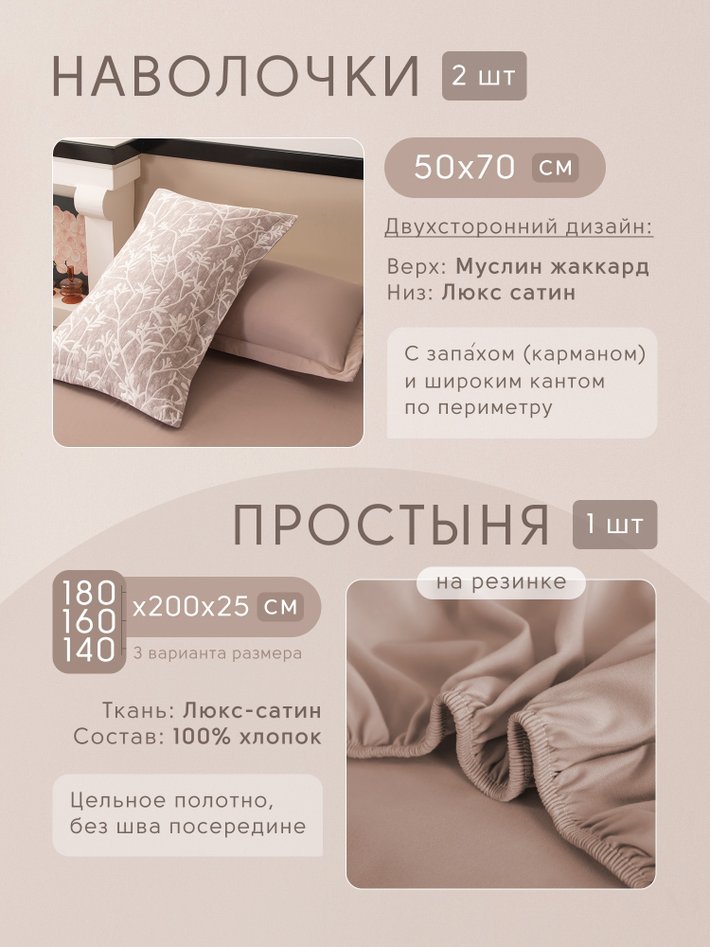 Комплект постельного белья на резинке с покрывалом Сатин Вуаль Авроры «Серебряная россыпь»