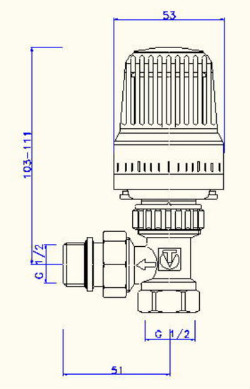 Клапан термостатический Valtec 1/2" прямой с термоголовкой арт. VT.048.N.04 для радиаторов