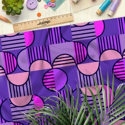 Ткань лён фиолетовые узоры из 50-х