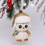 Ёлочная игрушка «Новогодний пингвин» 7*6*11 см, шампань