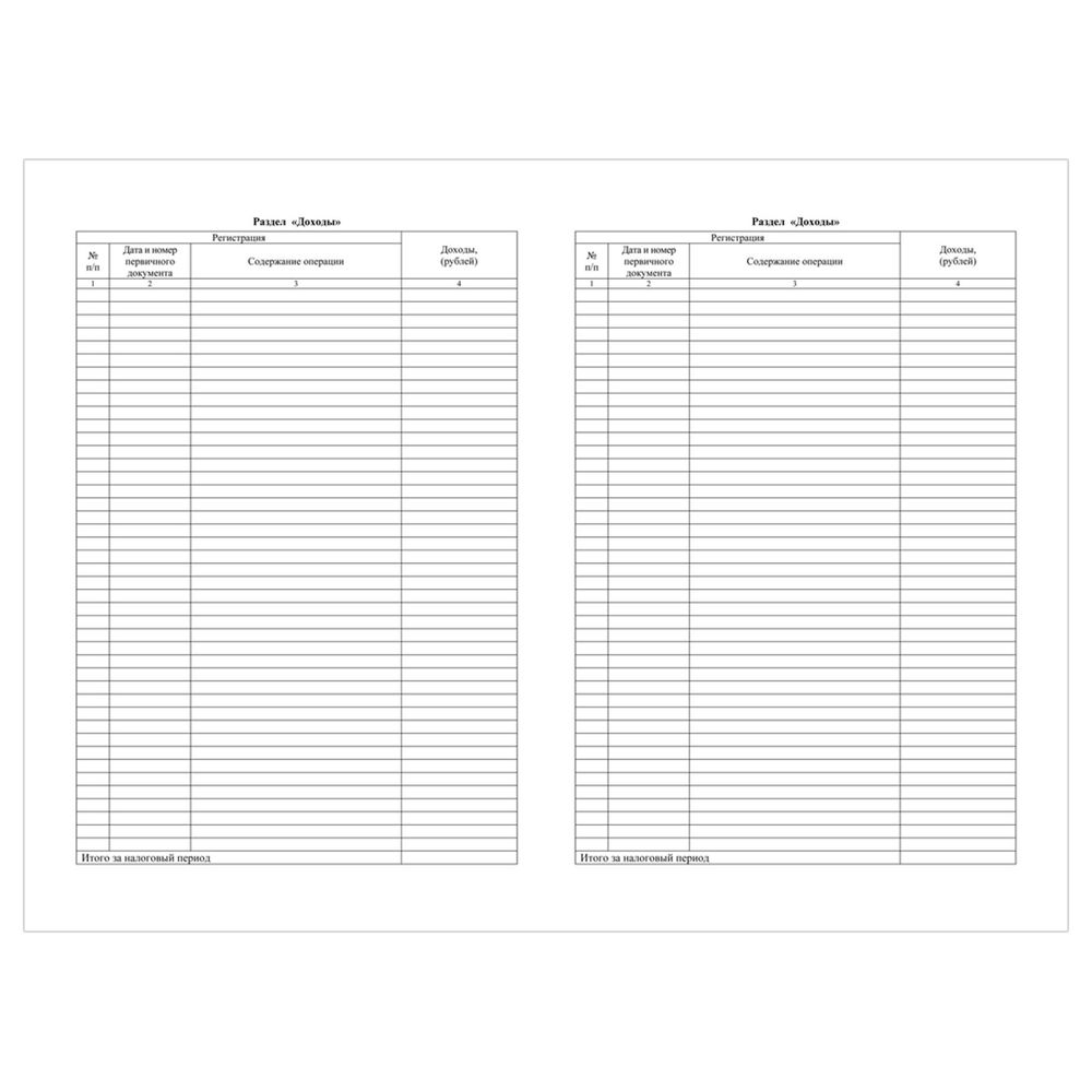 Книга учёта доходов ИП применяющих патентную систему налогооблож. А4, 48л., Учитель