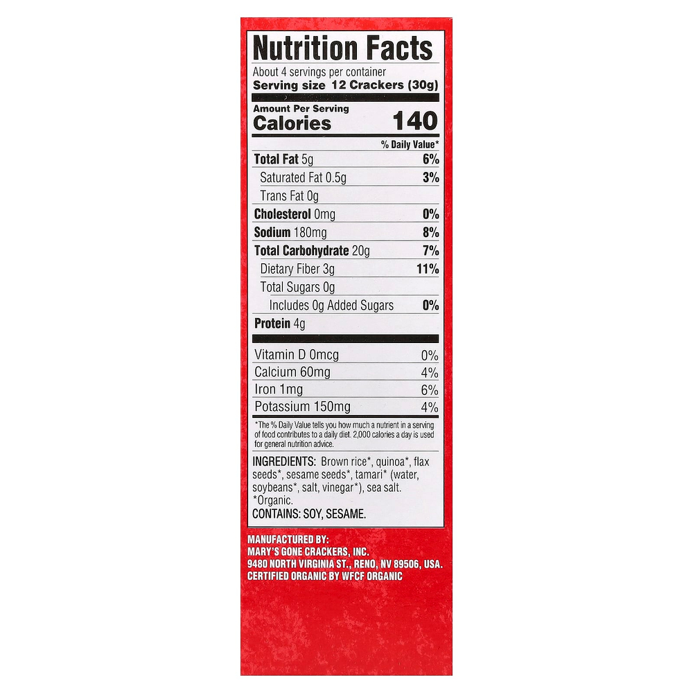 Mary's Gone Crackers, органические оригинальные крекеры, 113 г (4 унции)